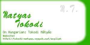 matyas tokodi business card